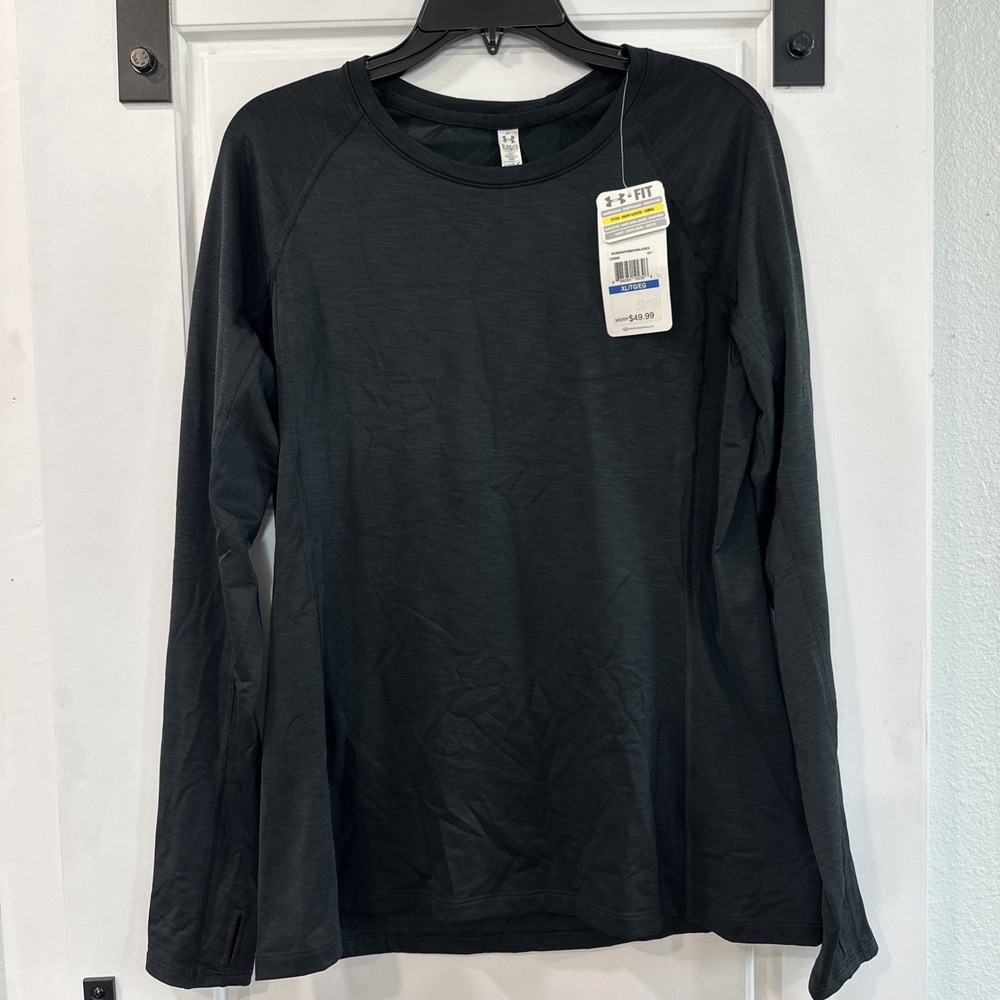 Under Armour Shirt Size XL Black ColdGear Fitted Long Sleeve Athletic Top NWT